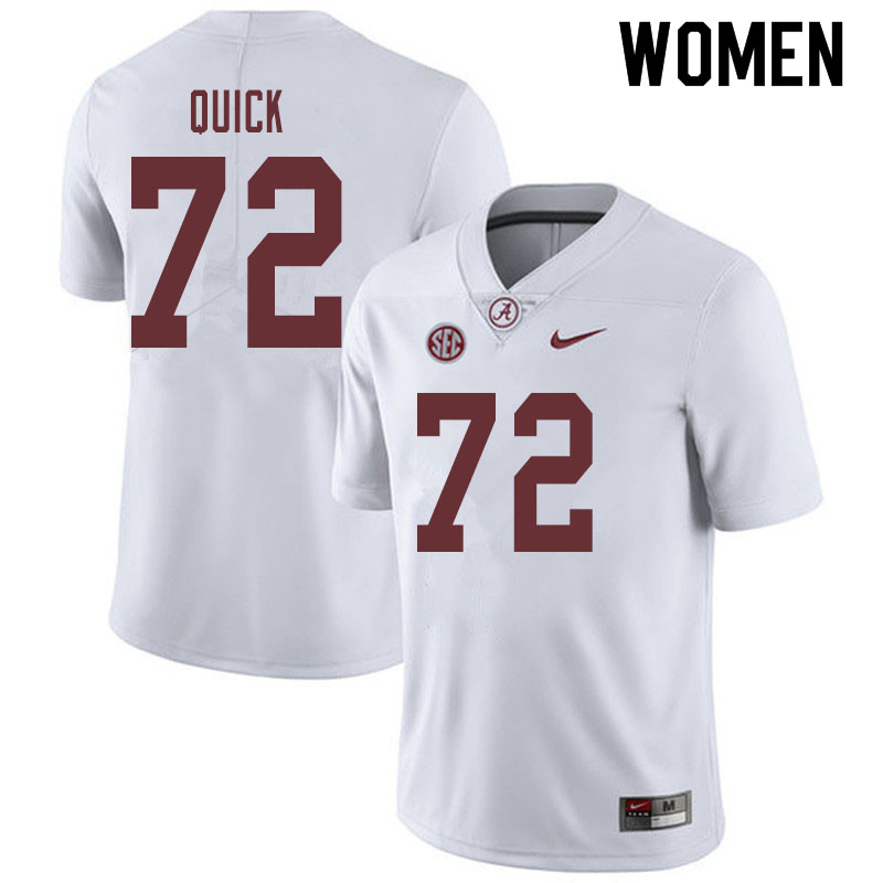 Women #72 Pierce Quick Alabama Crimson Tide College Football Jerseys Sale-White
